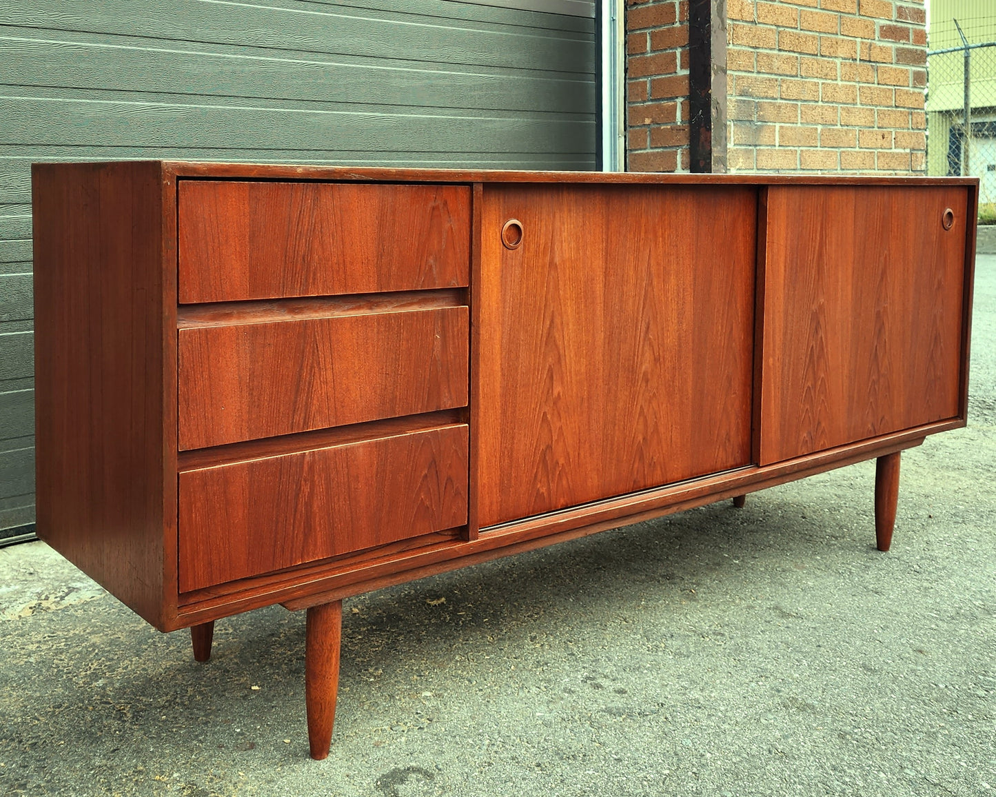 REFINISHED Mid Century Modern Teak Sideboard Credenza Buffet 6 ft