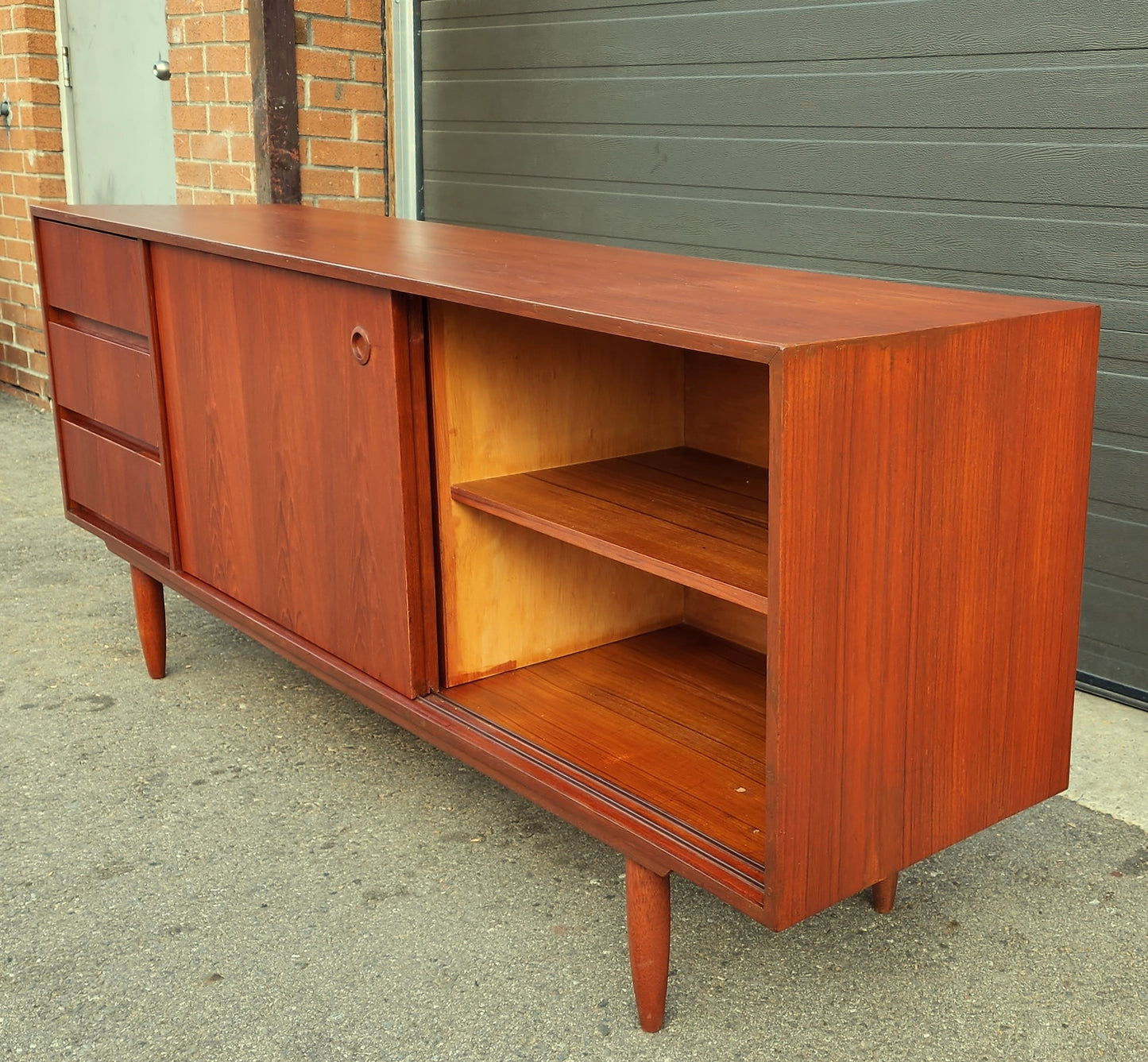 REFINISHED Mid Century Modern Teak Sideboard Credenza Buffet 6 ft