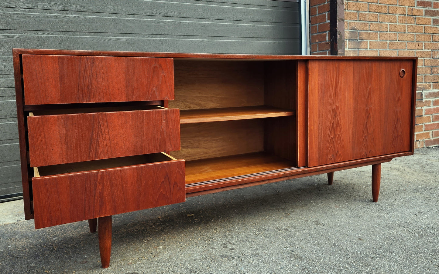 REFINISHED Mid Century Modern Teak Sideboard Credenza Buffet 6 ft