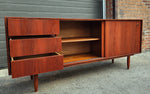 REFINISHED Mid Century Modern Teak Sideboard Credenza Buffet 6 ft 8