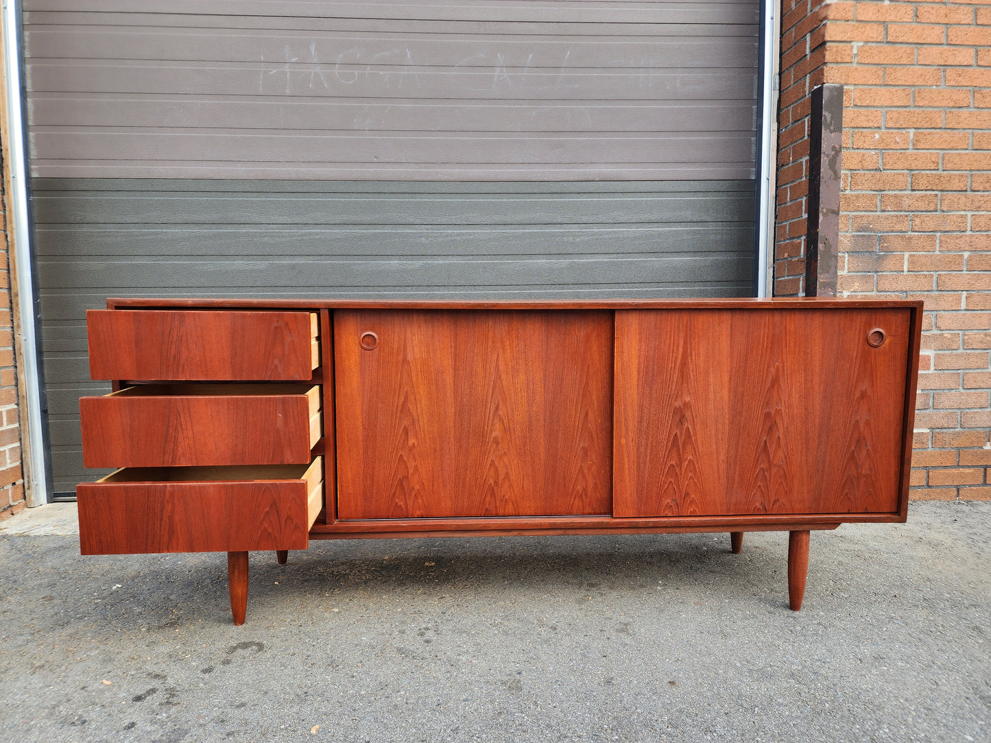 REFINISHED Mid Century Modern Teak Sideboard Credenza Buffet 6 ft