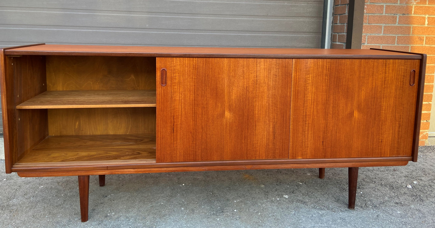 REFINISHED Danish Mid Century Modern Teak Sideboard Narrow, 71" perfect