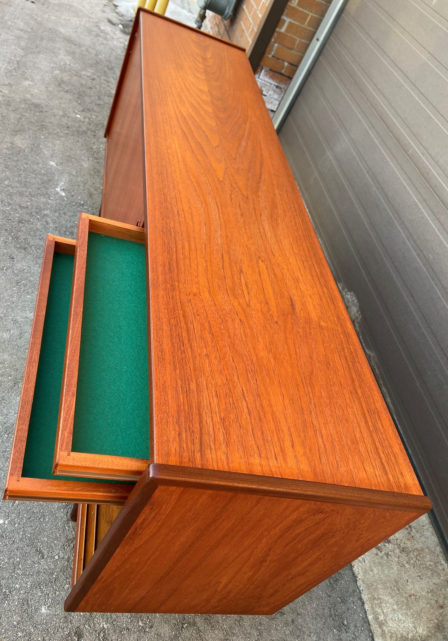 REFINISHED Danish Mid Century Modern Teak Sideboard Narrow, 71" perfect