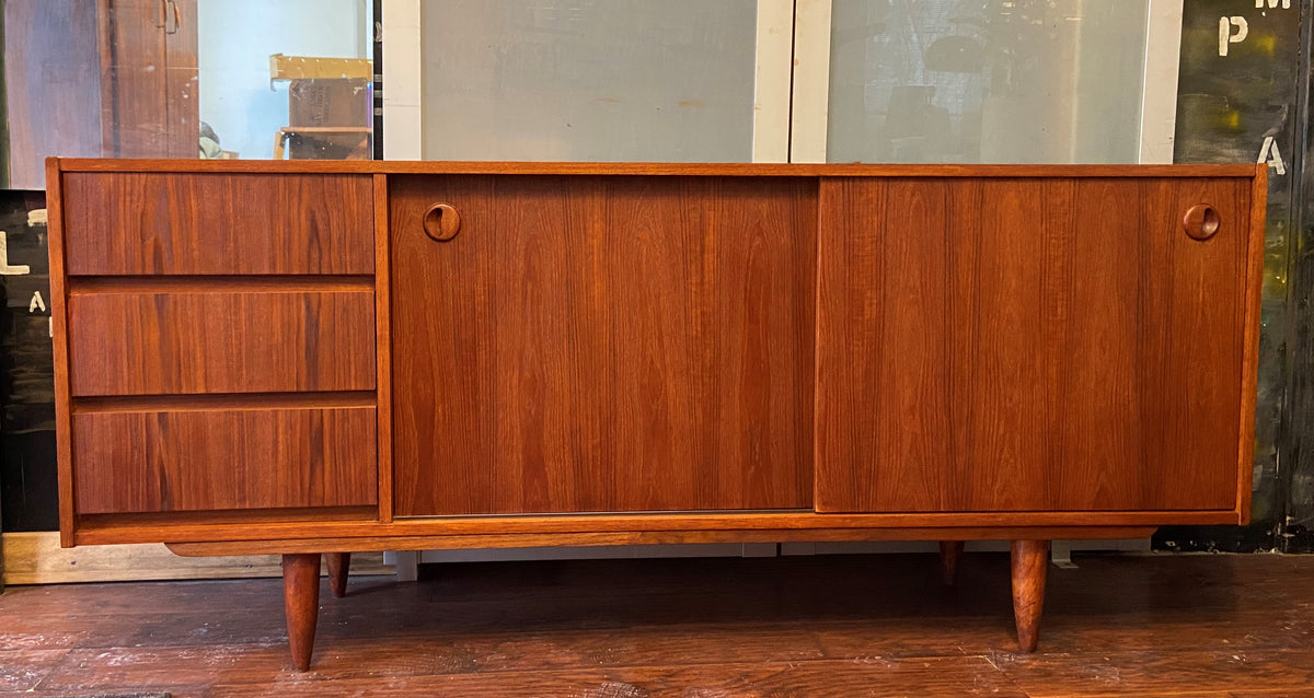 REFINISHED Danish MCM Teak Sideboard Credenza 72