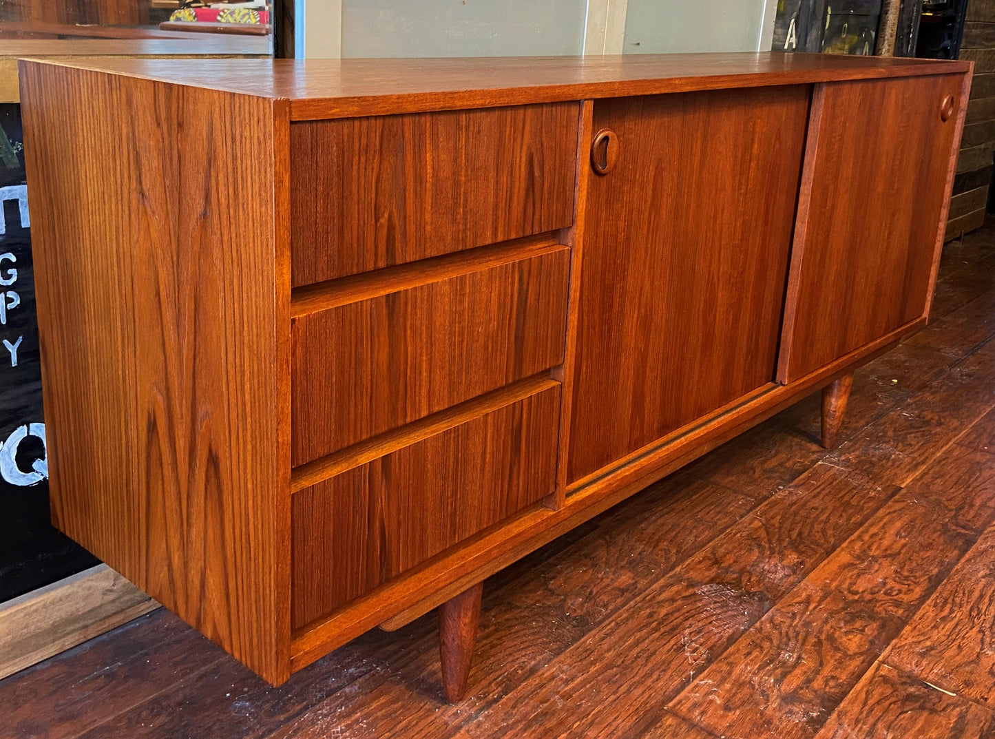 REFINISHED Danish MCM Teak Sideboard Credenza 72", Perfect