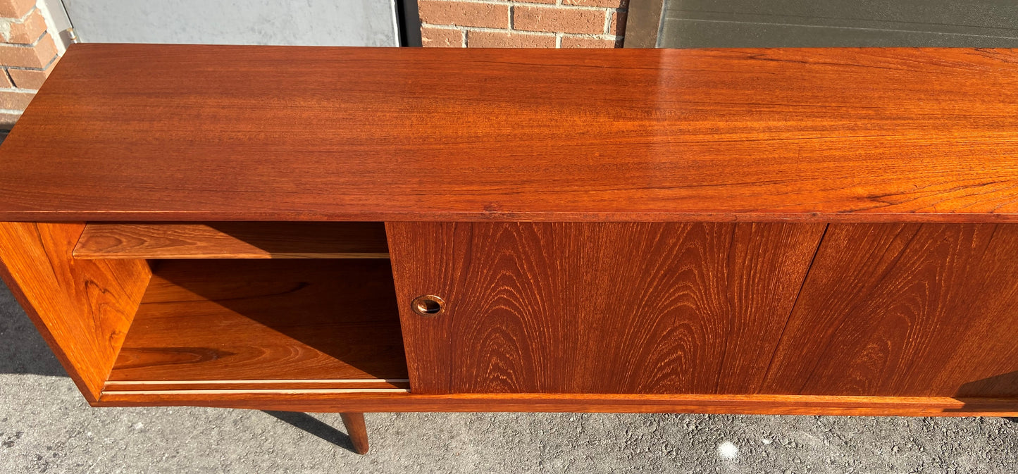 REFINISHED Danish MCM Teak Sideboard Credenza Narrow 96"