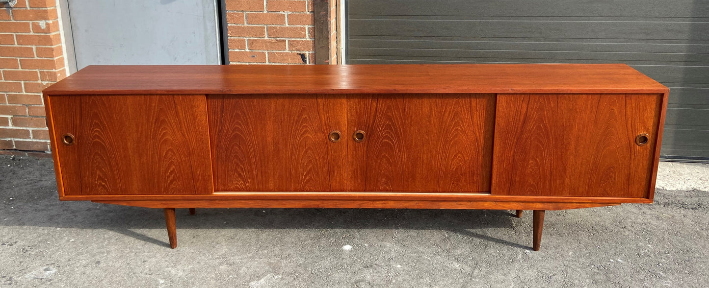 REFINISHED Danish MCM Teak Sideboard Credenza Narrow 96"