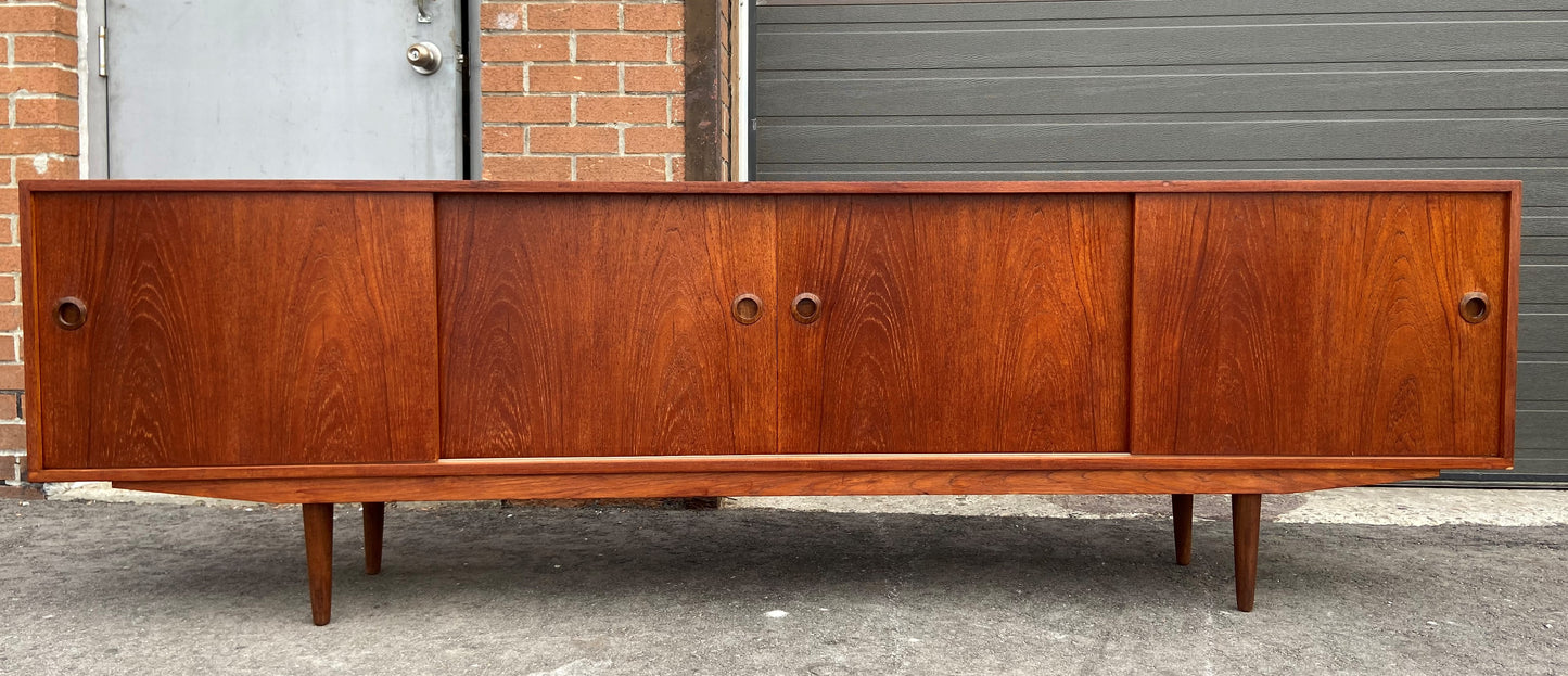 REFINISHED Danish MCM Teak Sideboard Credenza Narrow 96"