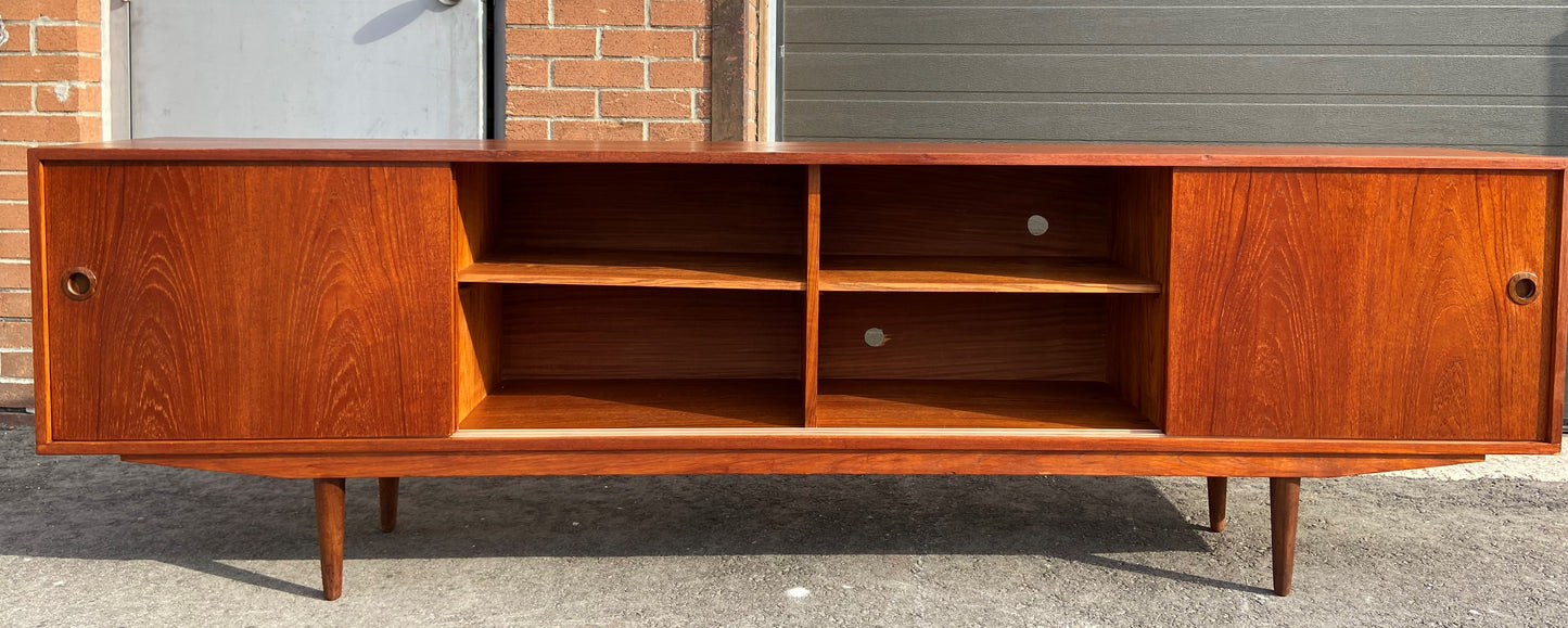 REFINISHED Danish MCM Teak Sideboard Credenza Narrow 96"