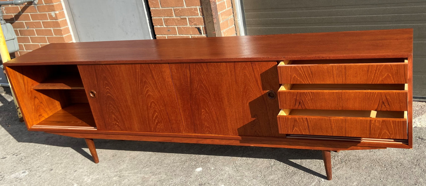 REFINISHED Danish MCM Teak Sideboard Credenza Narrow 96"