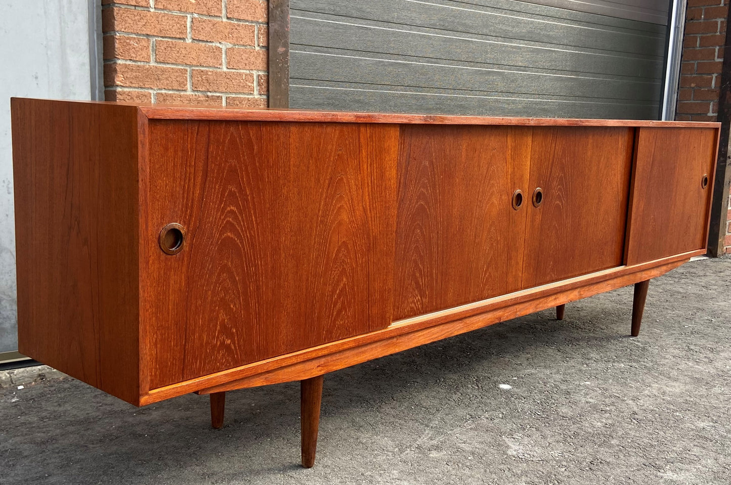 REFINISHED Danish MCM Teak Sideboard Credenza Narrow 96"