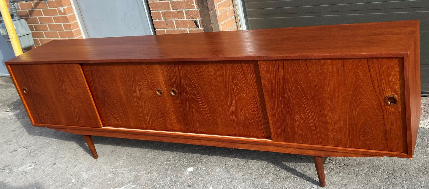 REFINISHED Danish MCM Teak Sideboard Credenza Narrow 96"