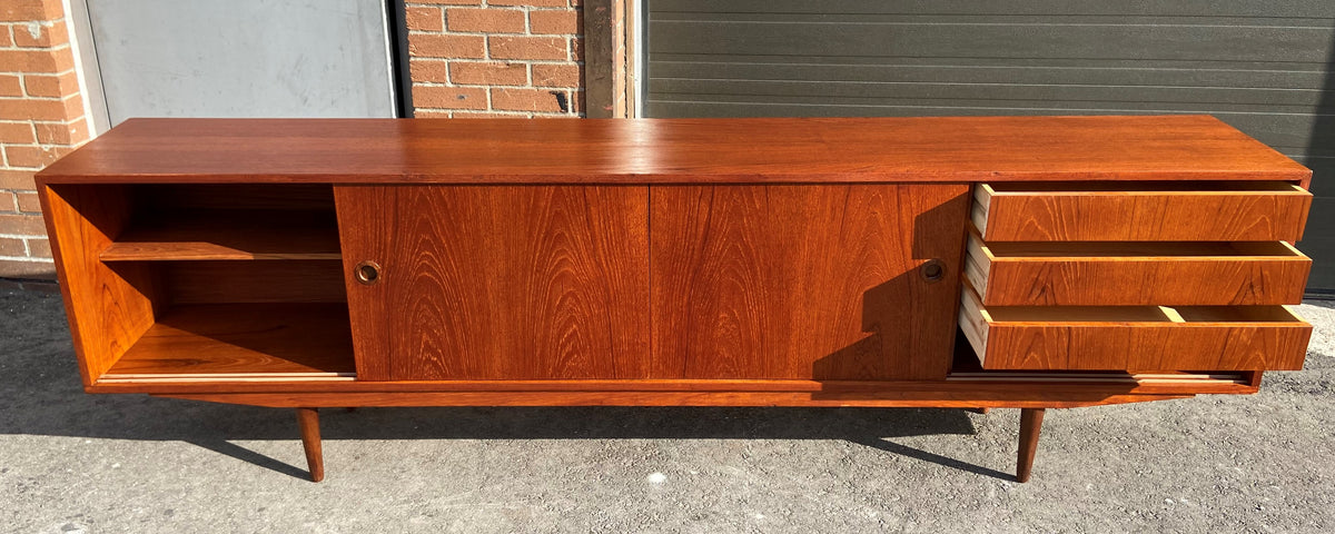 REFINISHED Danish MCM Teak Sideboard Credenza Narrow 96