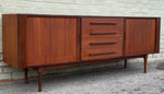 REFINISHED Mid Century Modern Teak Sideboard w Tambour Doors by RS Associates, 78