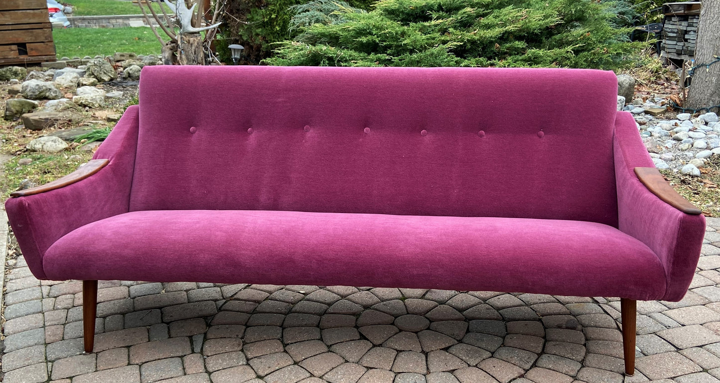 REFINISHED REUPHOLSTERED Danish MCM Sofa in Wool Mohair - PERFECT