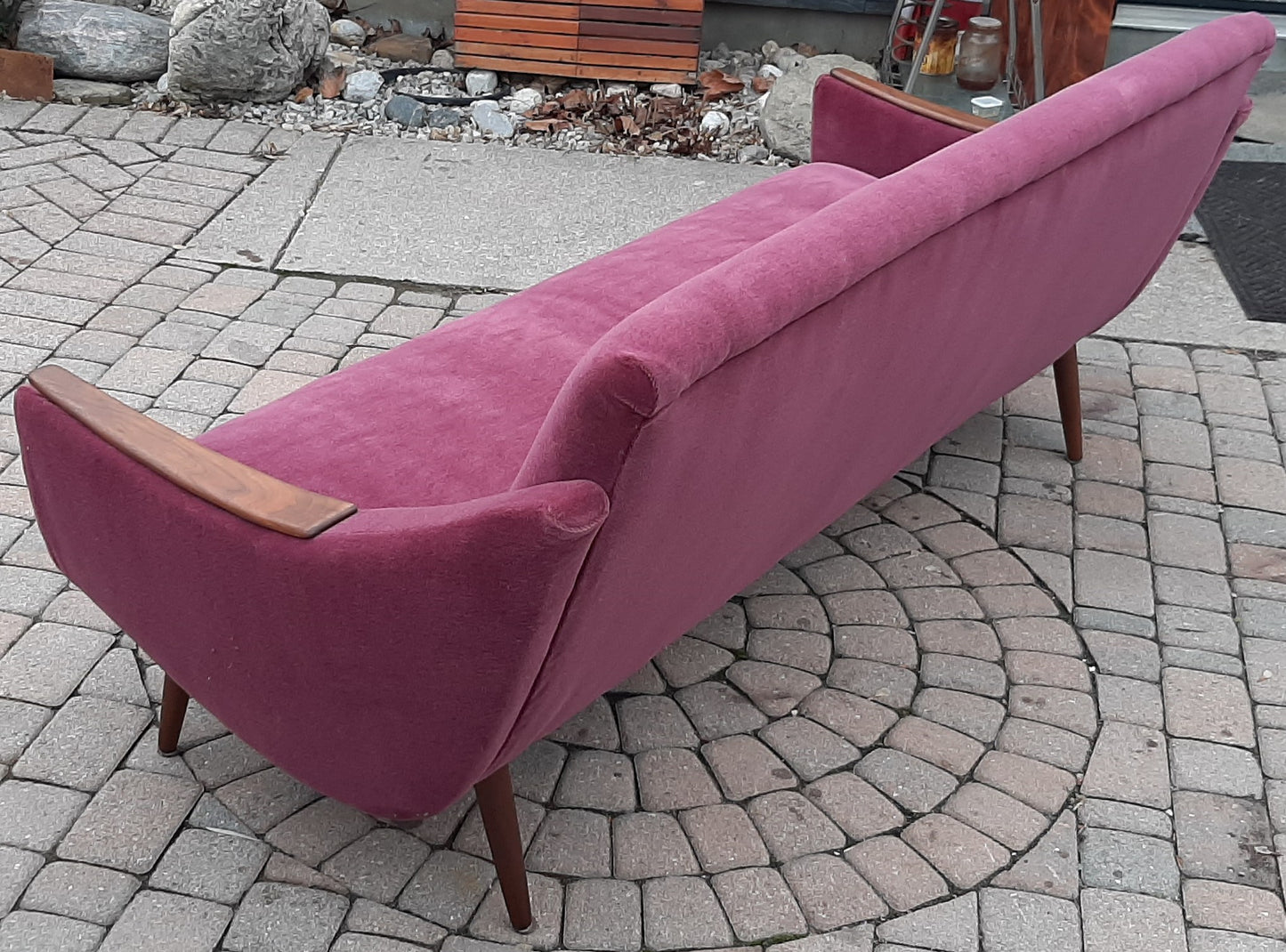 REFINISHED REUPHOLSTERED Danish MCM Sofa in Wool Mohair - PERFECT
