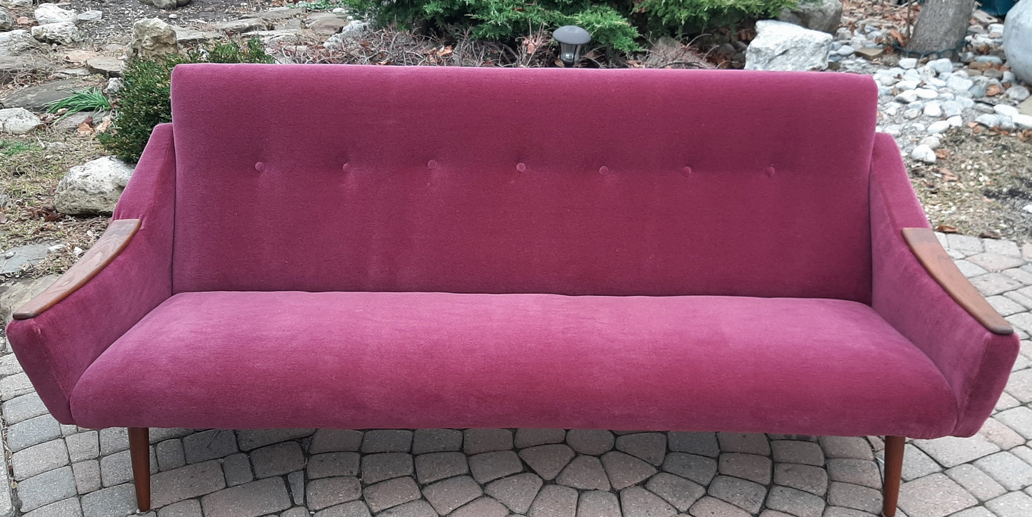 REFINISHED REUPHOLSTERED Danish MCM Sofa in Wool Mohair - PERFECT