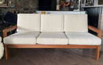 REFINISHED REUPHOLSTERED Danish MCM Solid Teak Sofa, Perfect 4