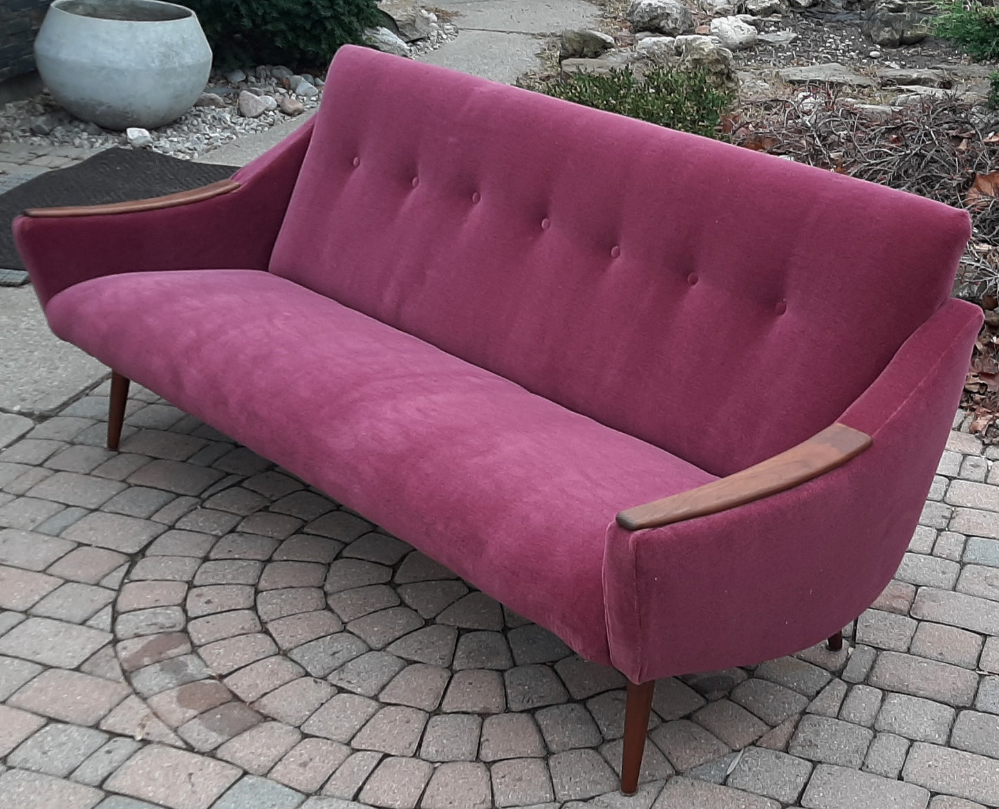 REFINISHED REUPHOLSTERED Danish MCM Sofa in Wool Mohair - PERFECT