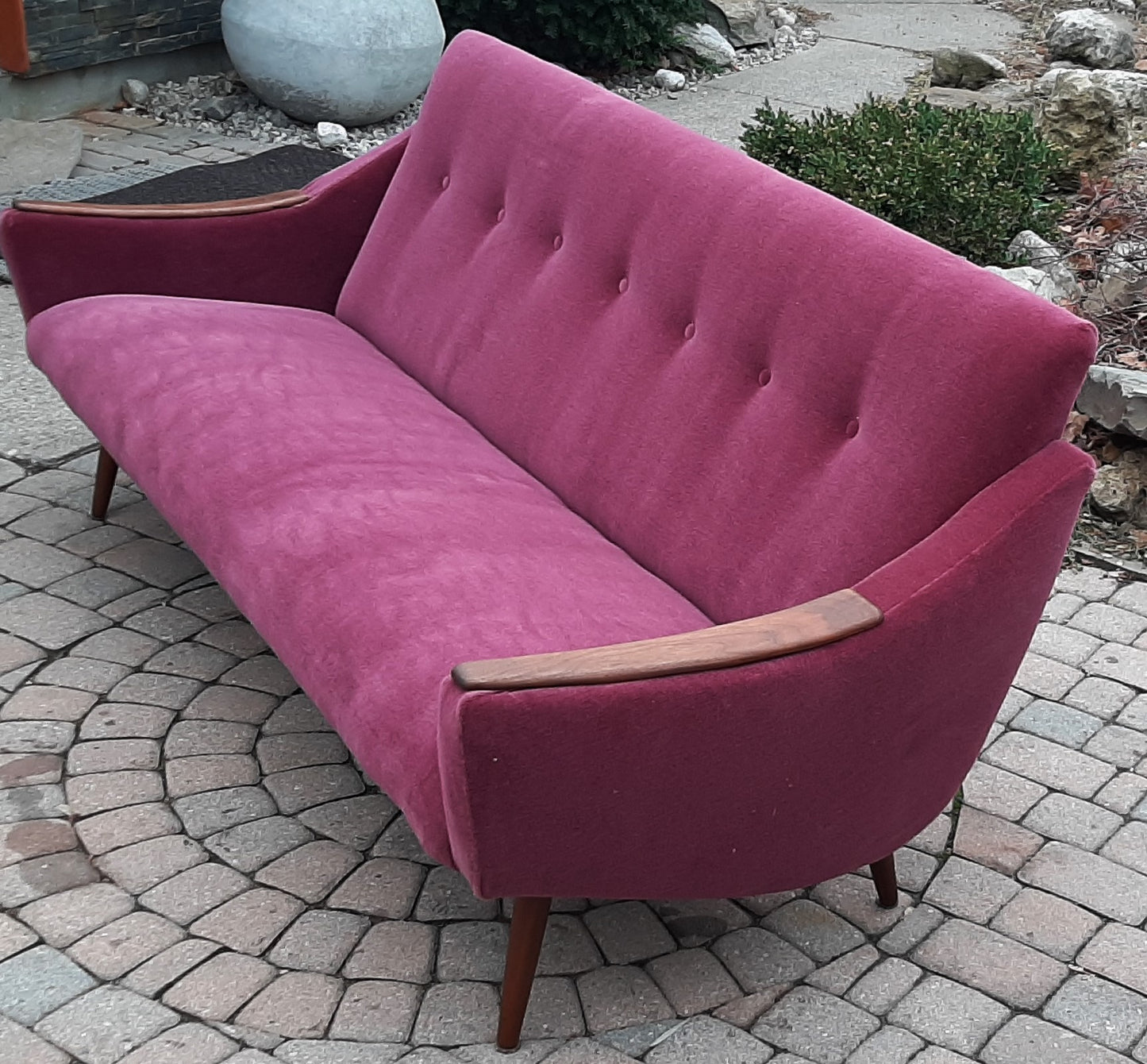 REFINISHED REUPHOLSTERED Danish MCM Sofa in Wool Mohair - PERFECT