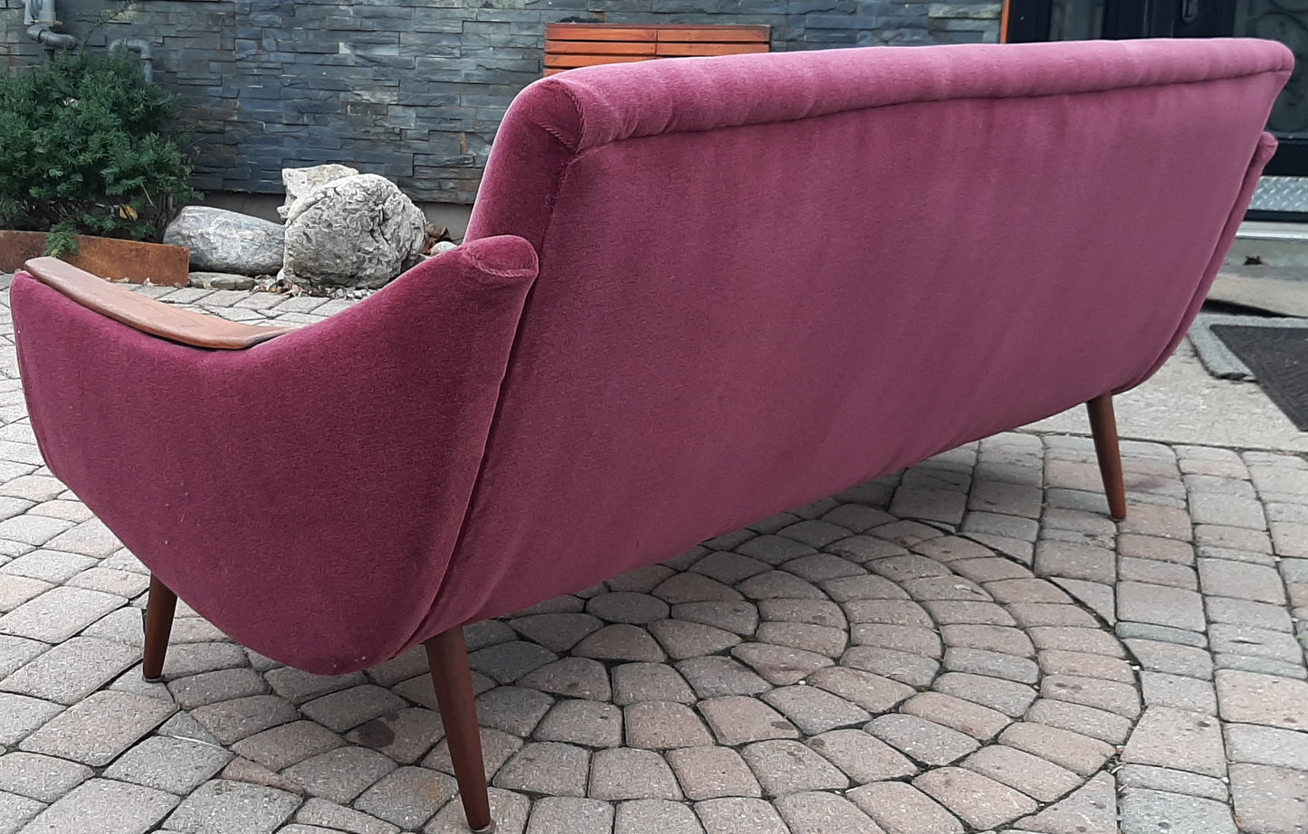 REFINISHED REUPHOLSTERED Danish MCM Sofa in Wool Mohair - PERFECT