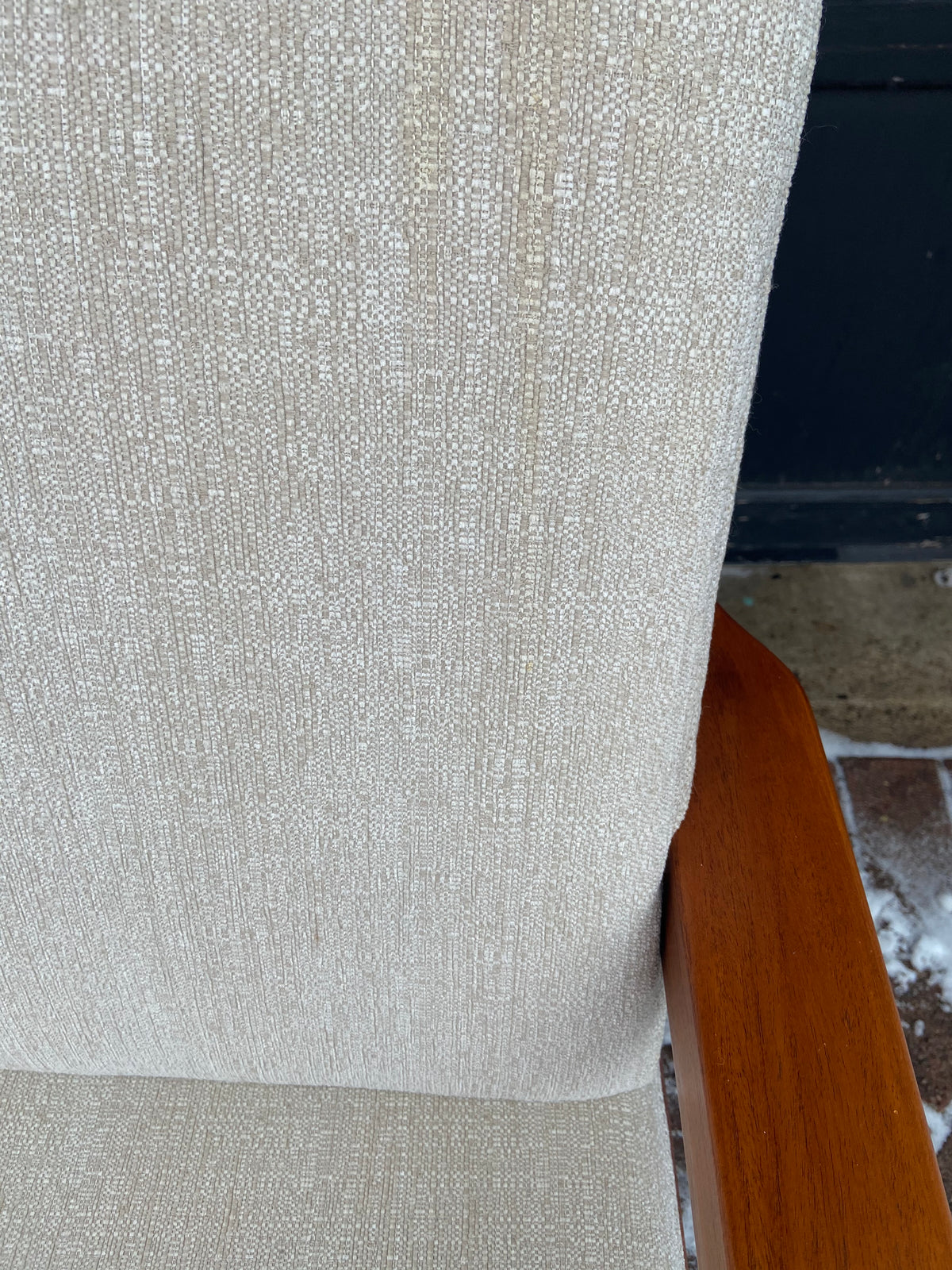 REFINISHED REUPHOLSTERED Danish MCM Solid Teak Sofa, Perfect