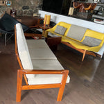 REFINISHED REUPHOLSTERED Danish MCM Solid Teak Sofa, Perfect 9