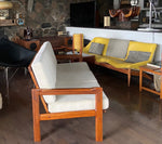 REFINISHED REUPHOLSTERED Danish MCM Solid Teak Sofa, Perfect 10