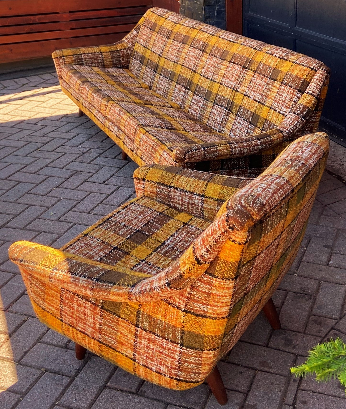 Restored Danish Mid Century Modern Teak Sofa 4-Seater and Armchair, Mint Condition