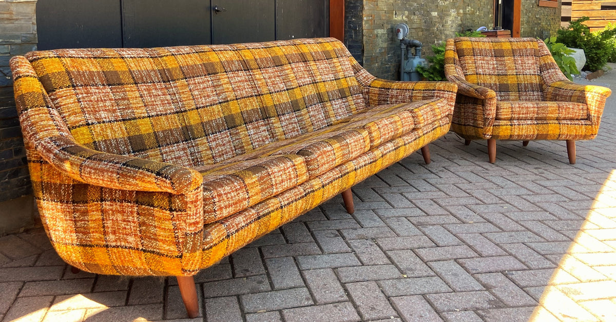 Restored Danish Mid Century Modern Teak Sofa 4-Seater and Armchair, Mint Condition