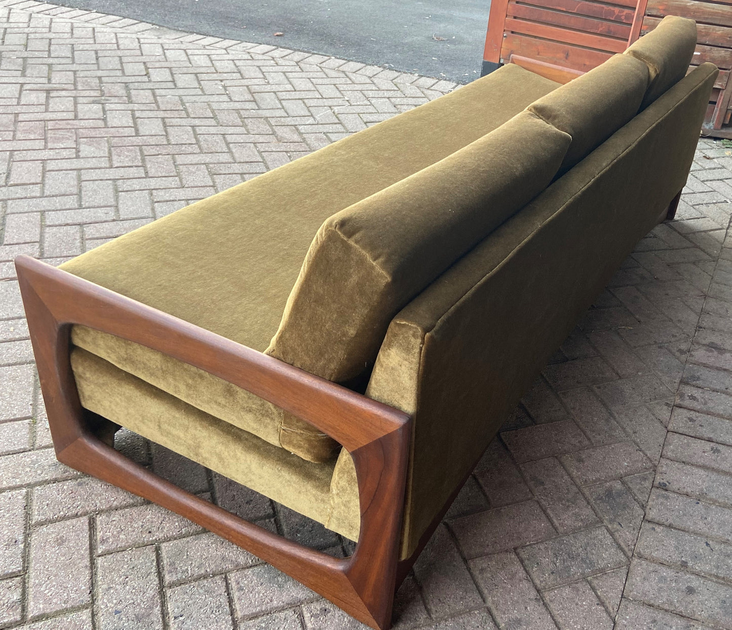 REFINISHED REUPHOLSTERED MCM Teak 4-Seater Sofa & Armchair in Wool Mohair - PERFECT