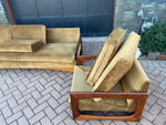 REFINISHED REUPHOLSTERED MCM Teak 4-Seater Sofa & Armchair in Wool Mohair - PERFECT 10