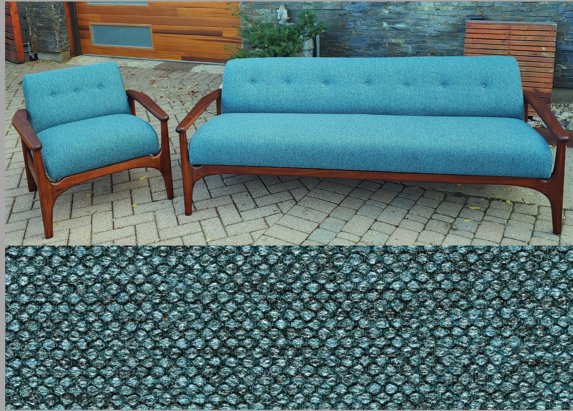 Teal mid century discount sofa
