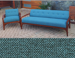 REFINISHED REUPHOLSTERED in Green Teal Mid Century Modern Teak Sofa 78