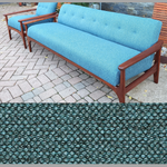 REFINISHED REUPHOLSTERED in Green Teal Mid Century Modern Teak Sofa 78