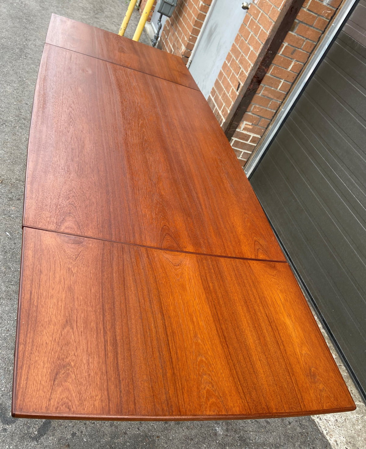 REFINISHED Mid Century Modern Teak Draw Leaf Surfboard shape by RS Associates, 58