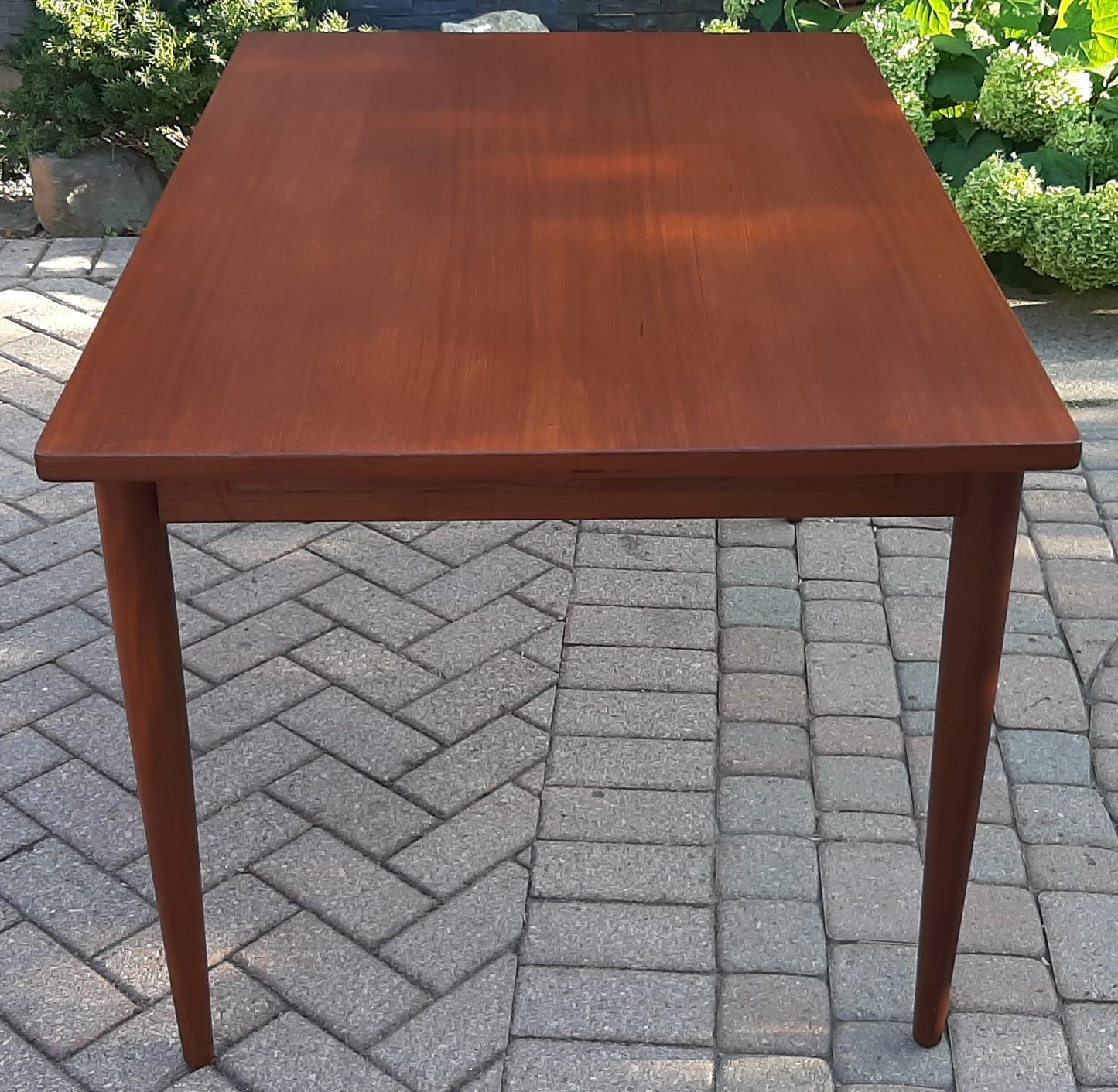 REFINISHED Danish MCM Teak Table with 1 Extension Leaf, 51-70.5"