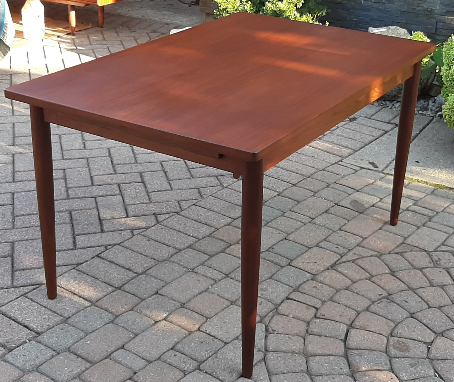 REFINISHED Danish MCM Teak Table with 1 Extension Leaf, 51-70.5"