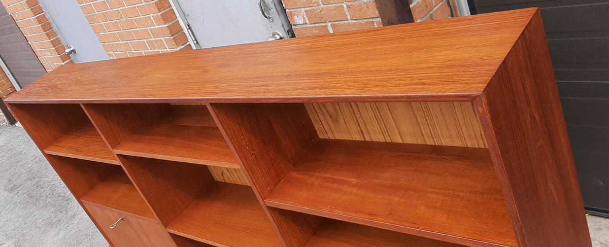 REFINISHED Danish MCM Teak Highboard Display with Bar, Perfect