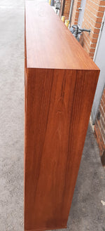 REFINISHED Danish MCM Teak Highboard Display with Bar, Perfect 7