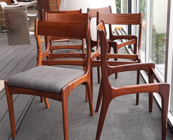 6 MCM Teak Chairs REFINISHED, ready for new upholstery, each $295