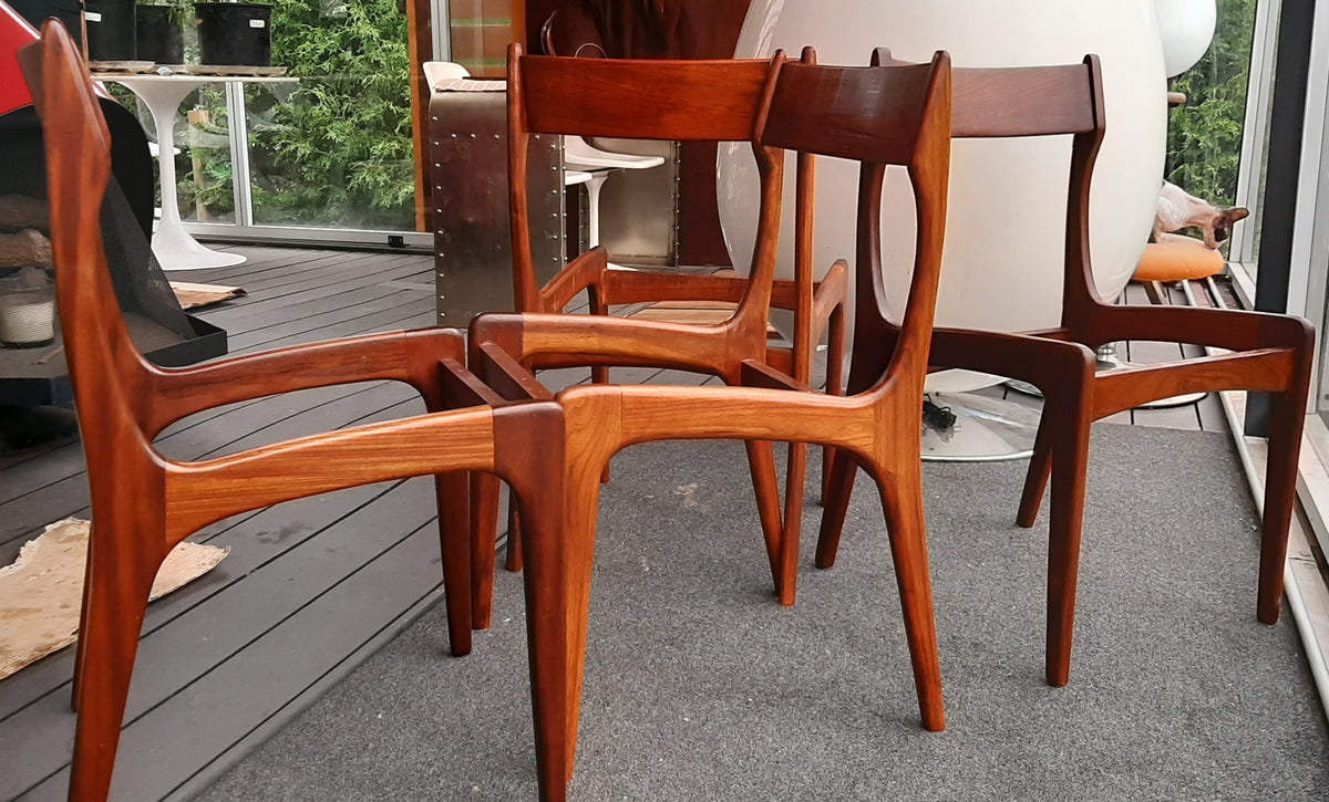 6 MCM Teak Chairs REFINISHED, ready for new upholstery, each $295