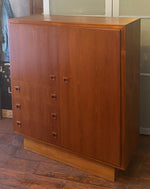 REFINISHED Mid Century Modern Teak Compact Wardrobe or Tall Dresser 1