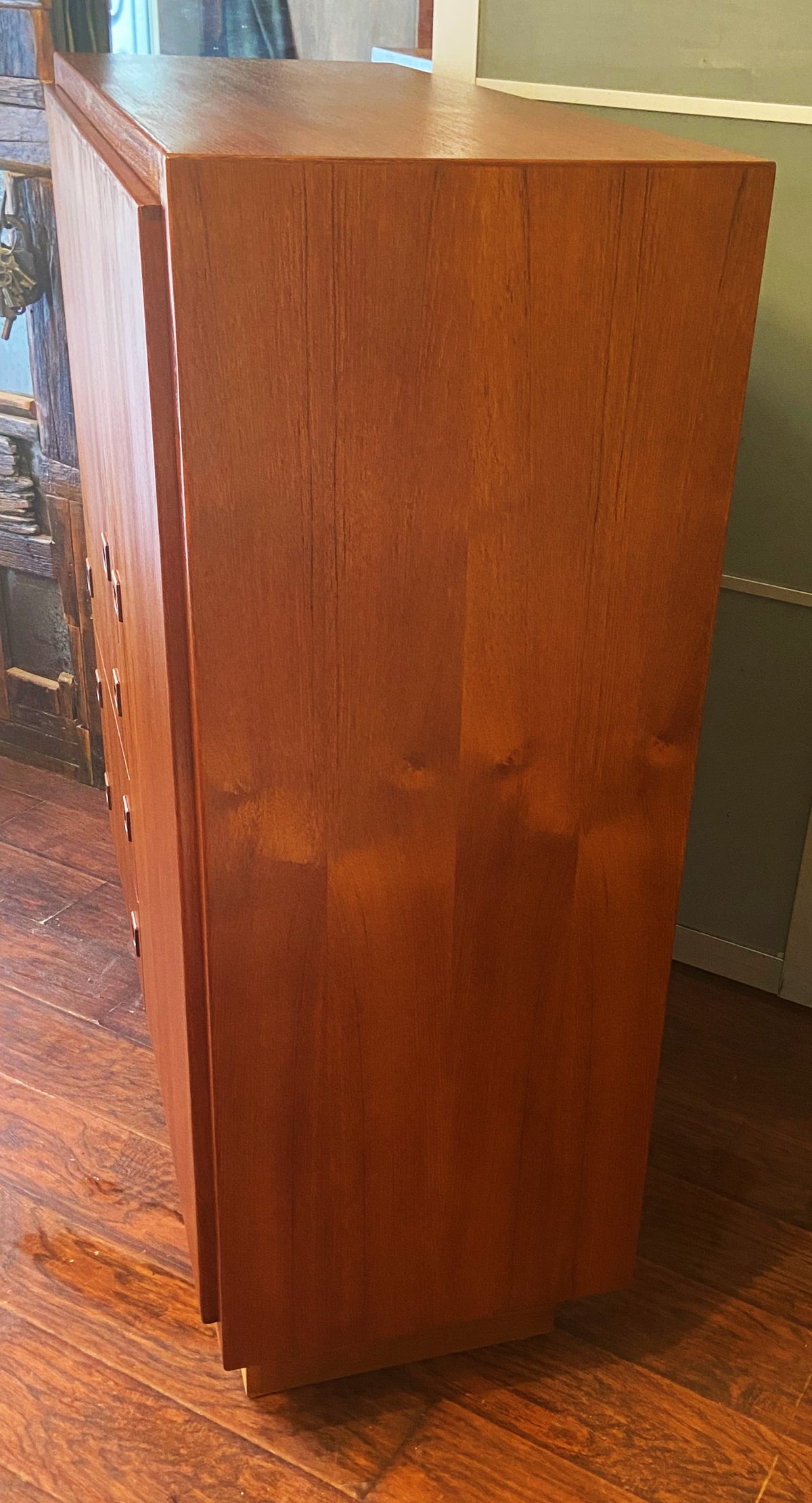 REFINISHED Mid Century Modern Teak Compact Wardrobe or Tall Dresser