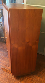 REFINISHED Mid Century Modern Teak Compact Wardrobe or Tall Dresser 4