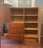 REFINISHED Mid Century Modern Teak Compact Wardrobe or Tall Dresser 6