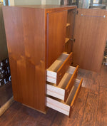REFINISHED Mid Century Modern Teak Compact Wardrobe or Tall Dresser 7
