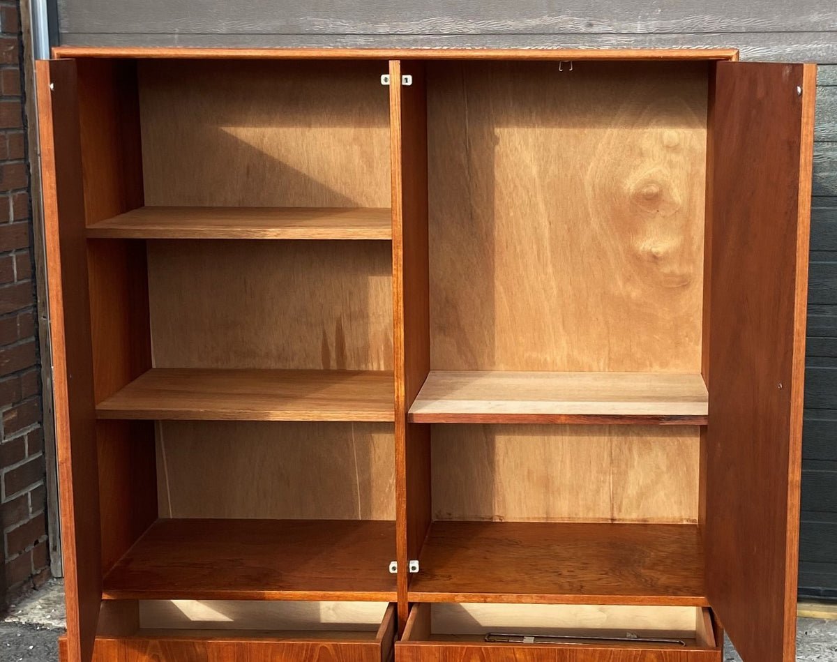 REFINISHED Mid Century Modern Teak Compact Wardrobe or Tall Dresser