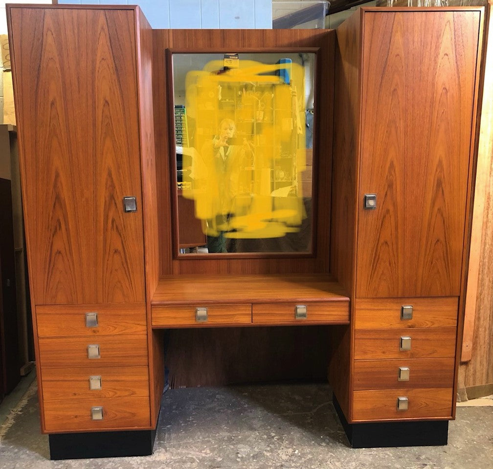 RESTORED MCM Teak Wardrobes and Vanity with Mirror for entrance or bedroom, perfect - Mid Century Modern Toronto