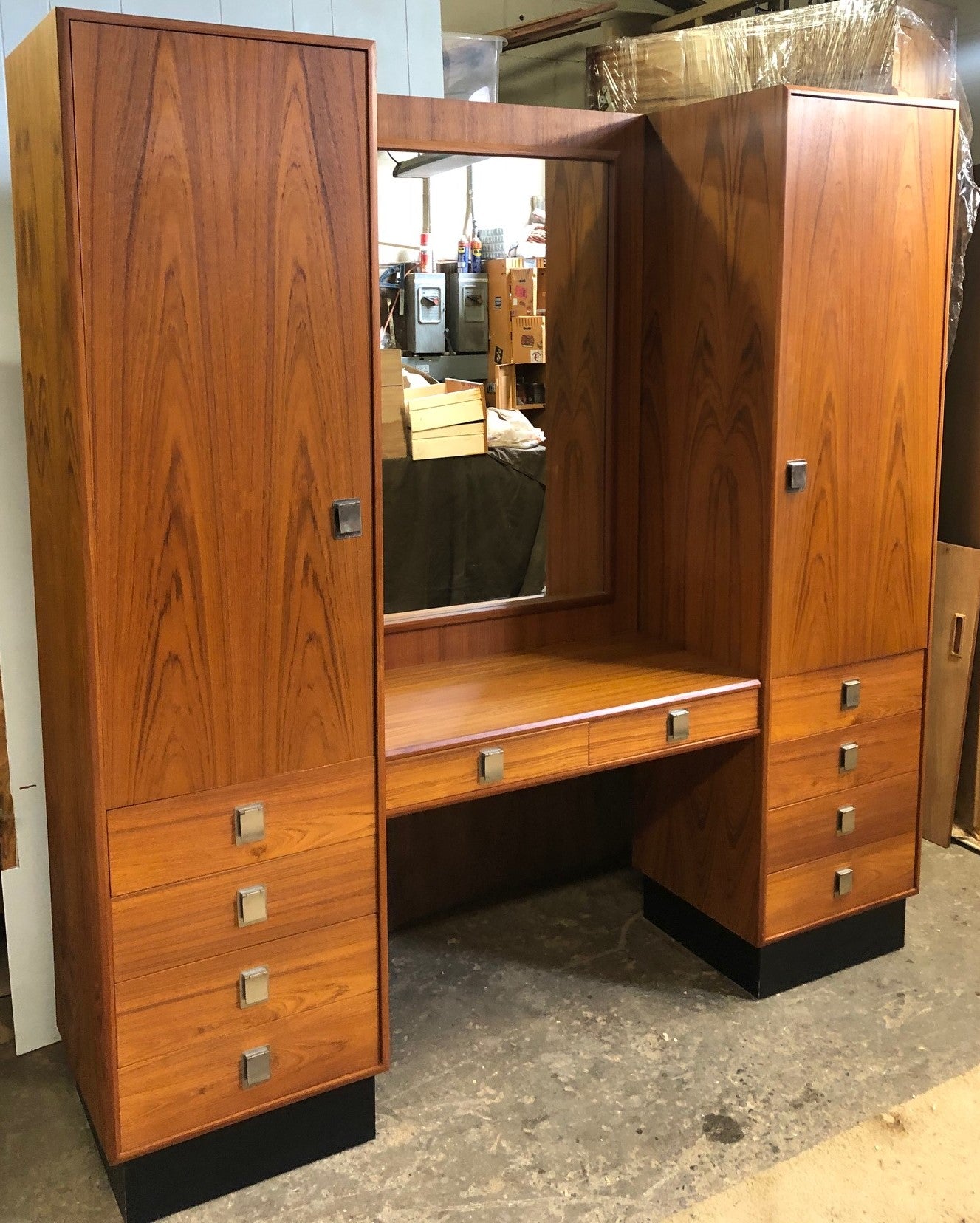 RESTORED MCM Teak Wardrobes and Vanity with Mirror for entrance or bedroom, perfect - Mid Century Modern Toronto